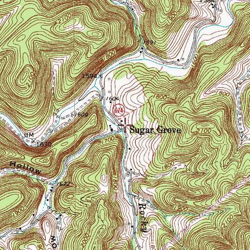 Topographic Map of Sugar Grove, VA