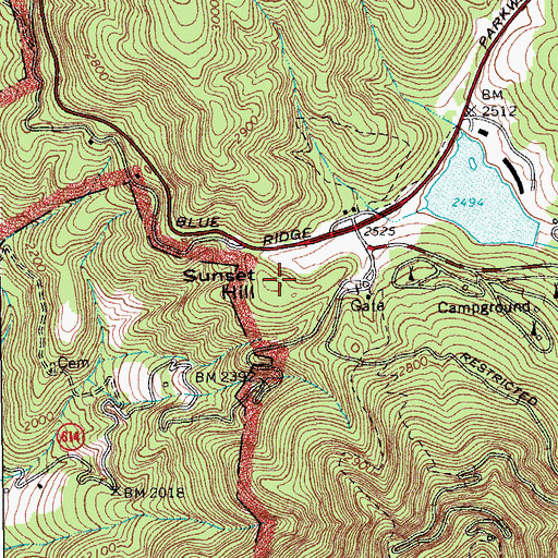 Topographic Map of Sunset Hill, VA