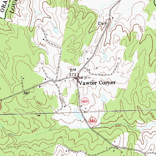 Topographic Map of Vawter Corner, VA