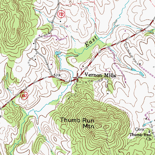 Topographic Map of Vernon Mills, VA