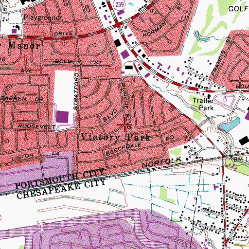 Topographic Map of Victory Park, VA