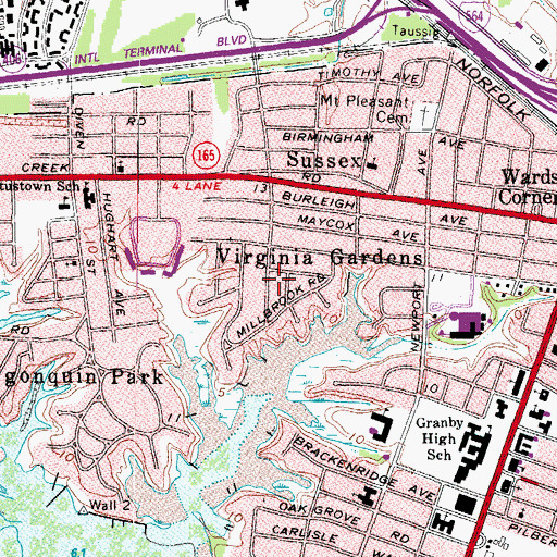 Topographic Map of Virginia Gardens, VA