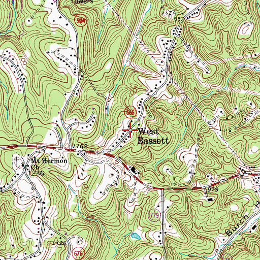 Topographic Map of West Bassett, VA