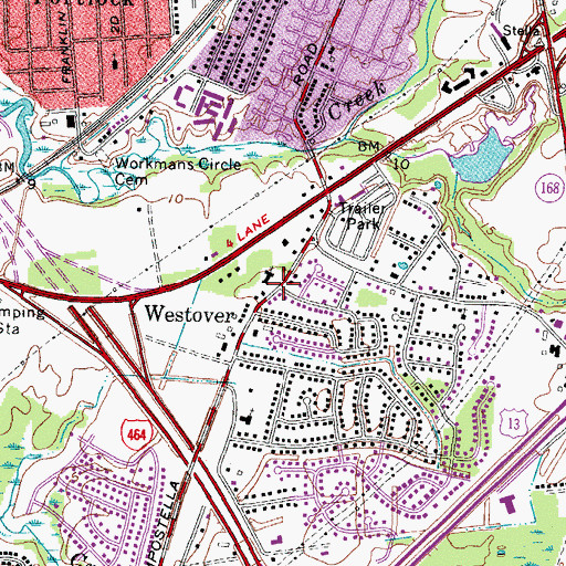 Topographic Map of Westover, VA
