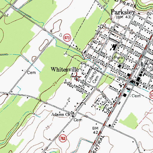 Topographic Map of Whitesville, VA
