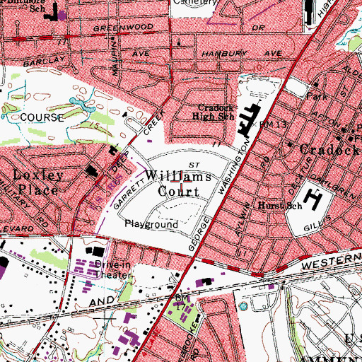 Topographic Map of Williams Court, VA