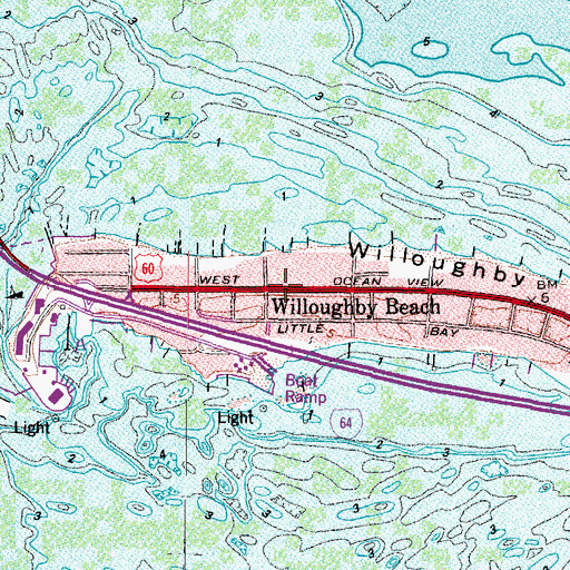 Topographic Map of Willoughby Beach, VA