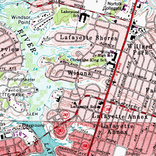 Topographic Map of Winona, VA