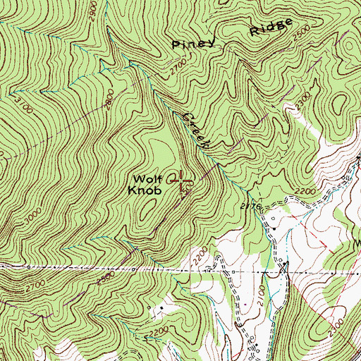 Topographic Map of Wolf Knob, VA