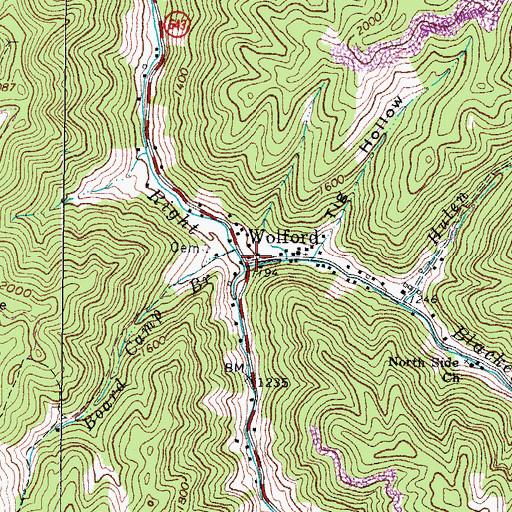 Topographic Map of Wolford, VA