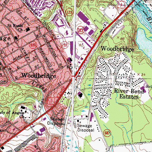 Topographic Map of Woodbridge, VA