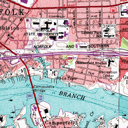 Topographic Map of Chesterfield, VA