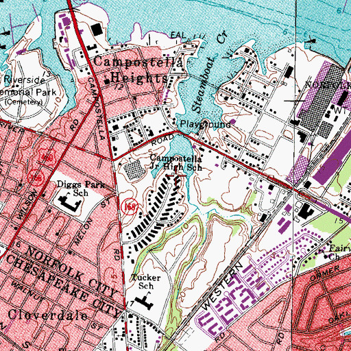 Topographic Map of Campostella, VA