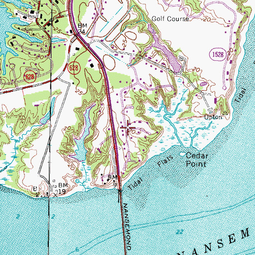 Topographic Map of Cedar Point, VA