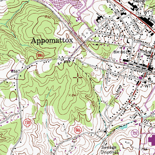 Topographic Map of Appomattox Elementary School, VA