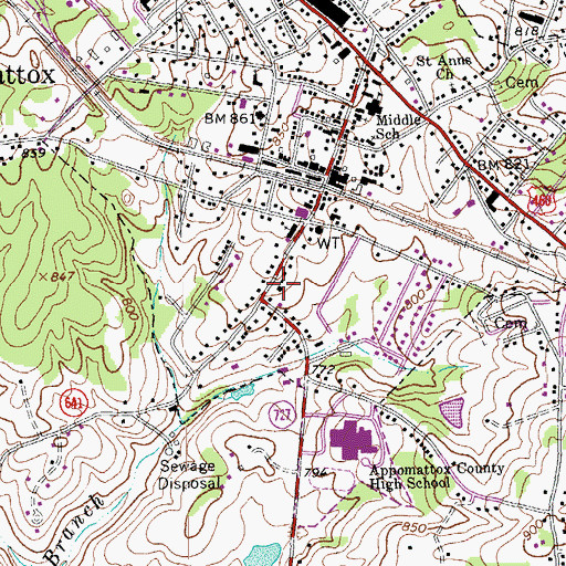Topographic Map of Bethel Baptist Church, VA