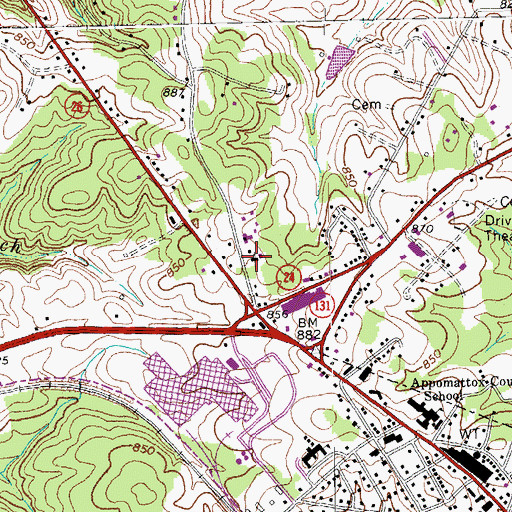 Topographic Map of Bible Baptist Church, VA