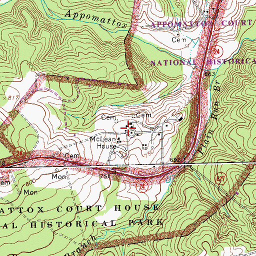 Topographic Map of Meeks Store, VA