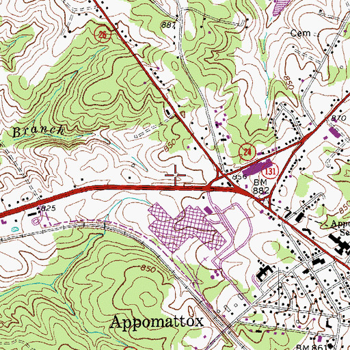 Topographic Map of The Shoppes of Appomattox Shopping Center, VA