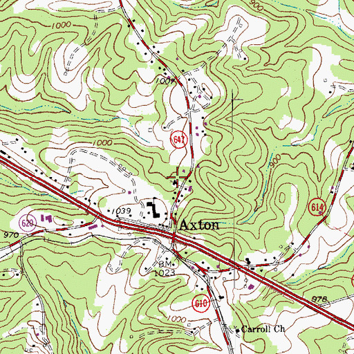 Topographic Map of Axton Baptist Church, VA