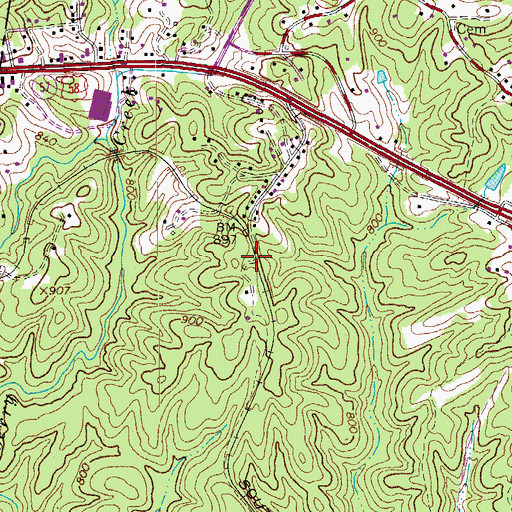 Topographic Map of Ballast Siding (historical), VA