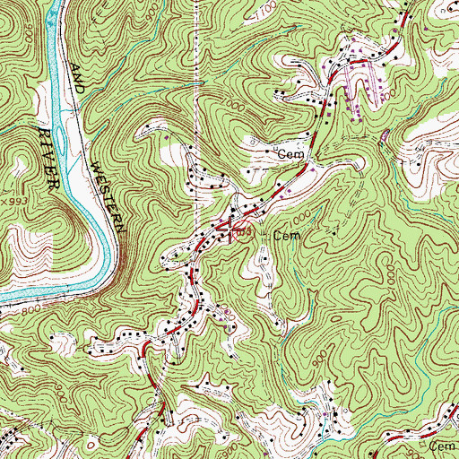 Topographic Map of Bassett School (historical), VA