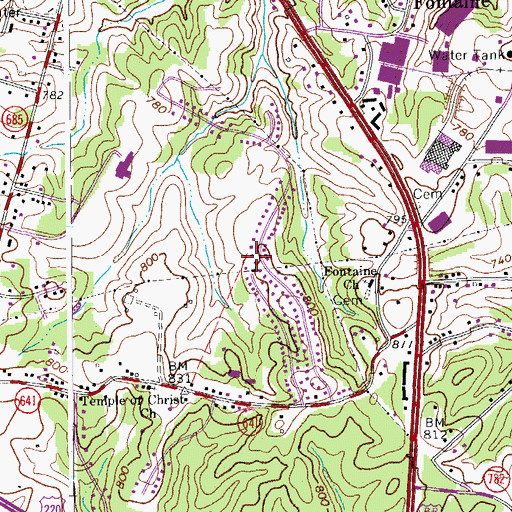 Topographic Map of Cedar Chapel (historical), VA