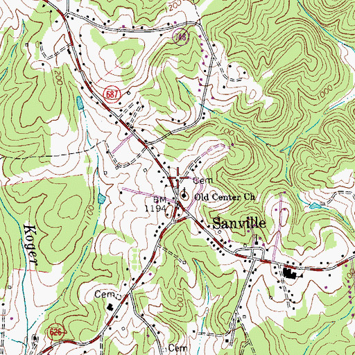 Topographic Map of Center School (historical), VA