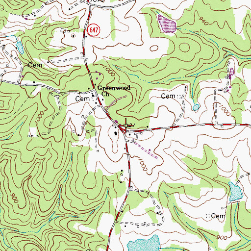 Topographic Map of Davis Store, VA