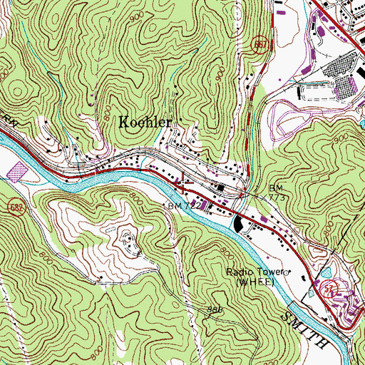 Topographic Map of Hill Memorial Baptist Church, VA