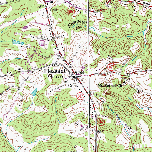 Topographic Map of Pleasant Grove Christian Church, VA