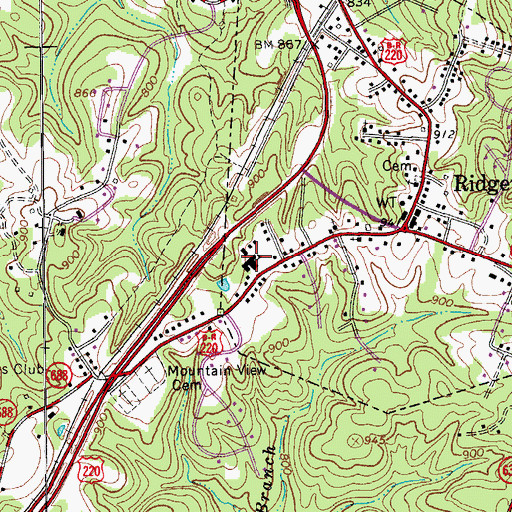 Topographic Map of Ridgeway Elementary School, VA