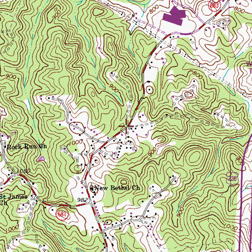Topographic Map of Rock Run, VA