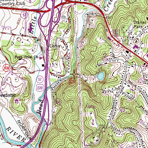 Topographic Map of Rough and Ready Mill (historical), VA