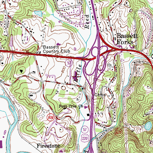 Topographic Map of Stanleytown Elementary School, VA