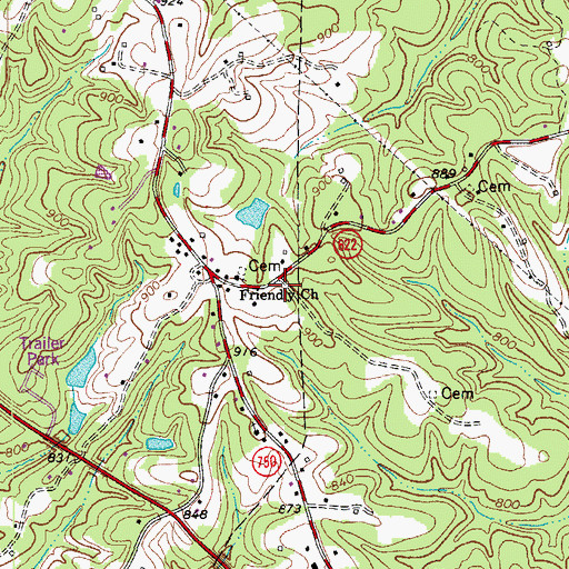 Topographic Map of Trent School (historical), VA