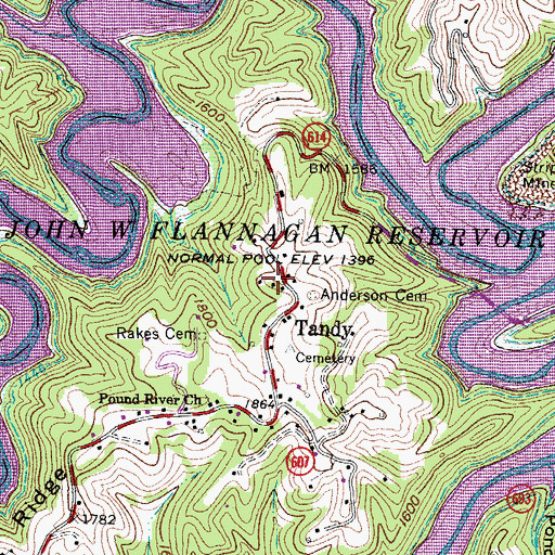 Topographic Map of Anderson School (historical), VA