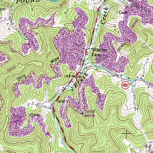 Topographic Map of Brush Creek School (historical), VA