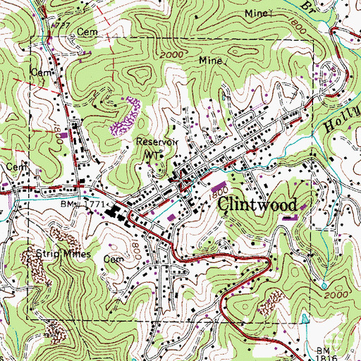 Topographic Map of Dickenson County Courthouse, VA