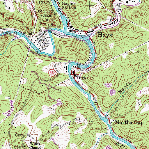 Topographic Map of Haysi High School, VA