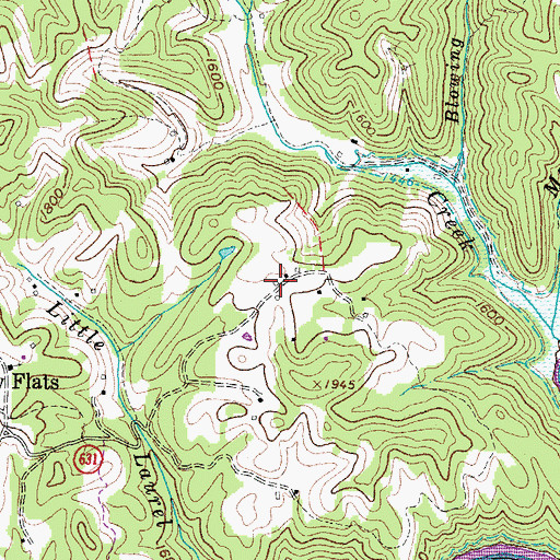 Topographic Map of Huckleberry (historical), VA