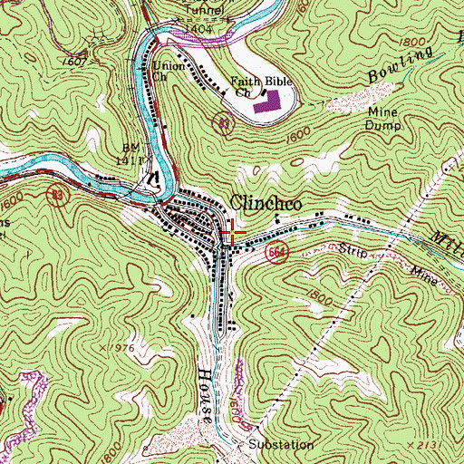 Topographic Map of Mill Creek School (historical), VA