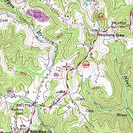 Topographic Map of Nichols Gap School (historical), VA