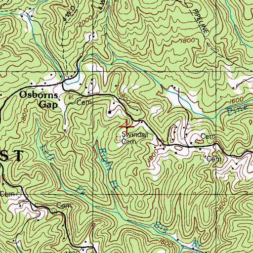Topographic Map of Osborne Gap Church of Christ, VA