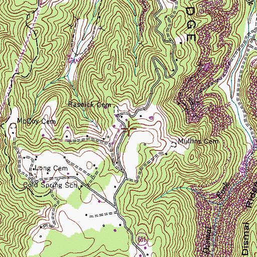 Topographic Map of Rasnake School (historical), VA