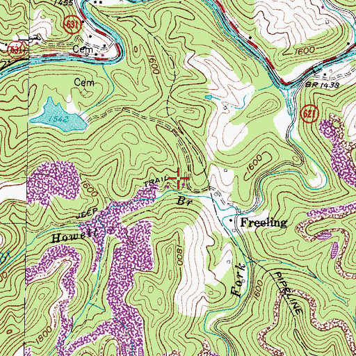 Topographic Map of Trivette School (historical), VA
