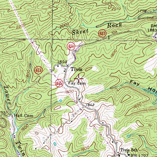 Topographic Map of Twin Branch School (historical), VA