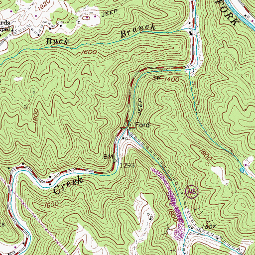 Topographic Map of Upper Hurricane Branch, VA