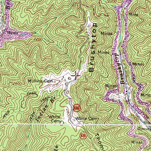Topographic Map of Brushytop School (historical), VA