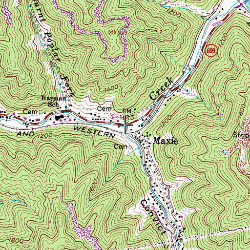 Topographic Map of Bull Creek School (historical), VA